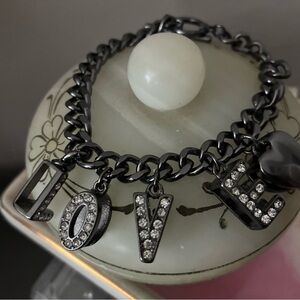 Love Charm Chain Bracelet in Black